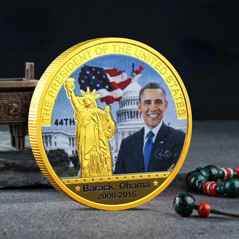 

44th US President Barack Obama Commemorative Coin Metal Badge Gold Coin Silver Gold Challenge Coins