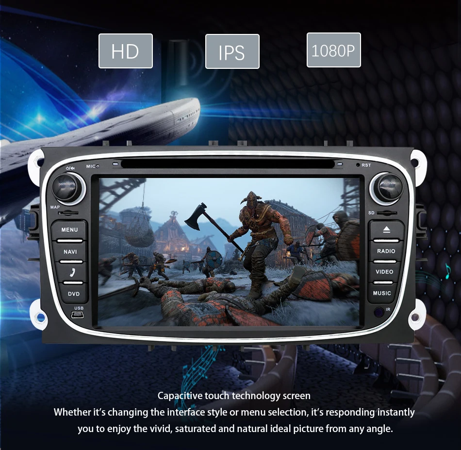 Eunavi 2 din Android 9 автомобильный DVD мультимедийный плеер gps для FORD Focus Mondeo S-MAX C-MAX Galaxy 4G 64G TDA7851 ips авто радио fm
