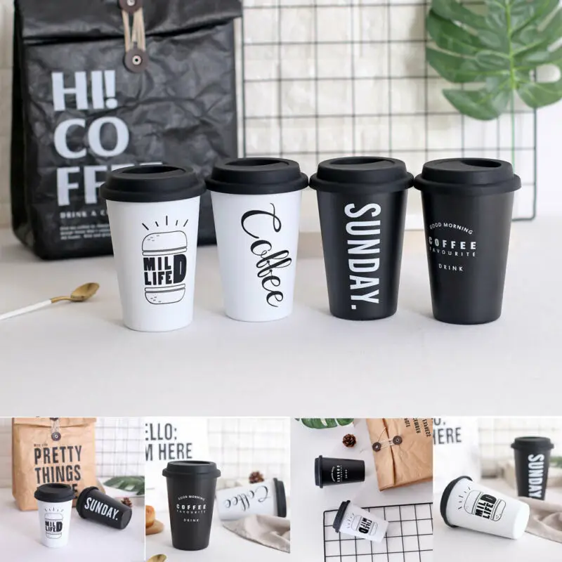 Stainless Steel Coffee Mug Portable Travel Tumbler Ice Cup with Drinking Lid | Дом и сад