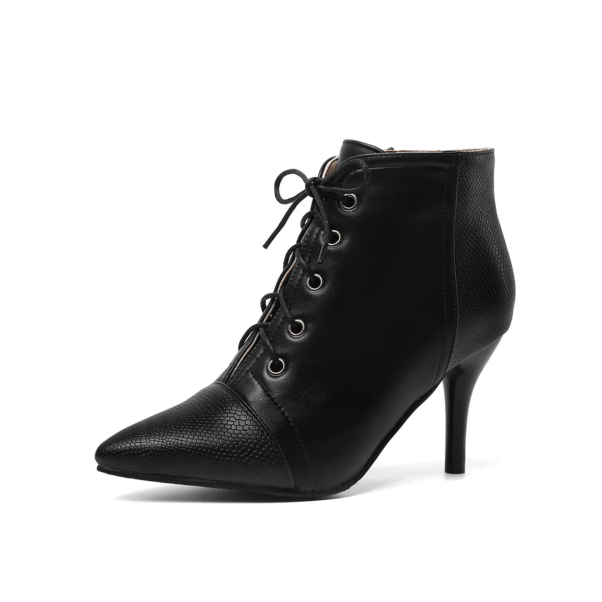 Женские ботильоны с острым носком однотонные ботинки средней высоты на тонком