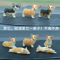 car interior decor animal cute dog corgi figures doll creative office table ornaments fairy garden miniatures accessories toys