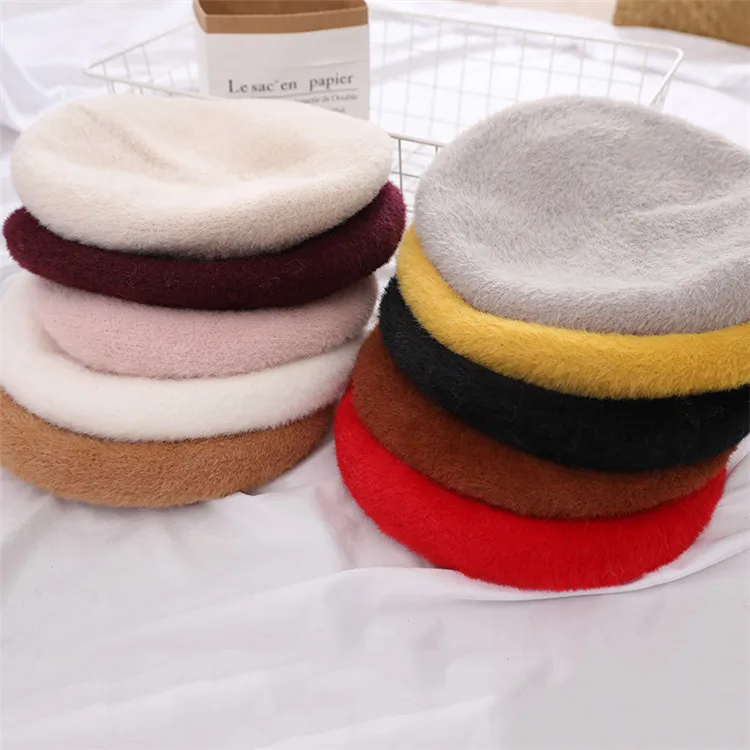 Новый Зимний Детский плотный берет из норкового меха для девочек теплый