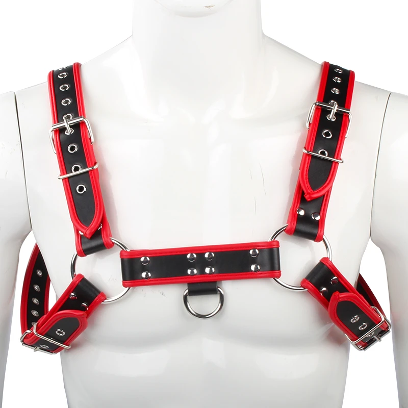 

4 Style Man Harness Belts Bondage Nightclub Show Clothing For Man PU Wide Shoulder Strap Slave Bondage Clothing Suspenders