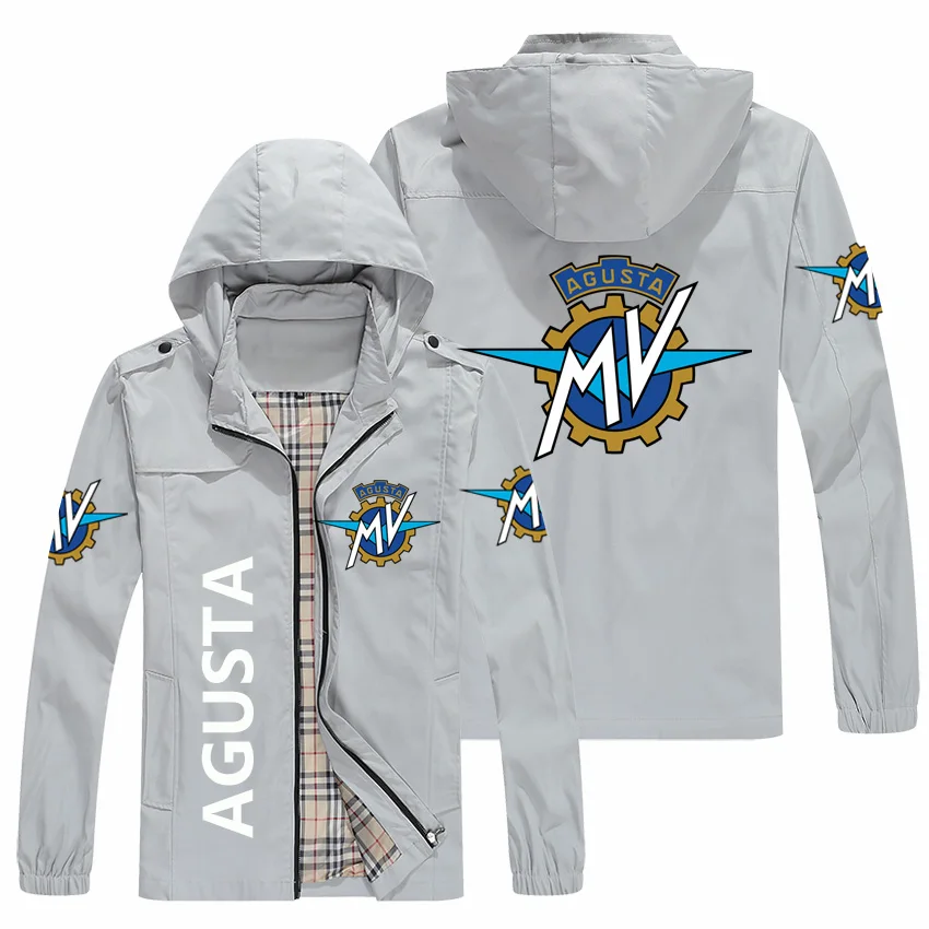 

2021 men's new spring and autumn jacket men's and women's casual zipper standing jacket hooded printing AGUSTA logo jacket