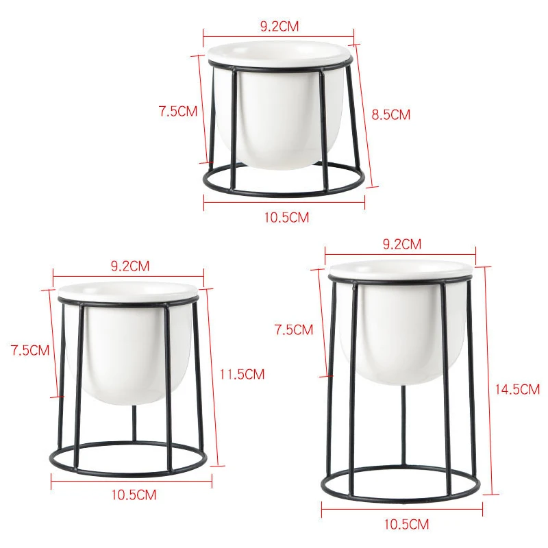 Набор из 3 современных цветочных горшков горшок для суккулентов с черным золотым