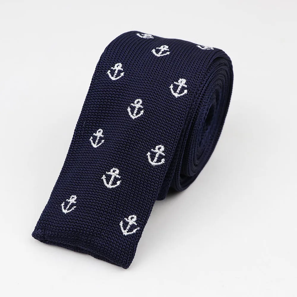 Милый Вязаный Галстук с мультяшной вышивкой череп собака велосипед звезда якорь