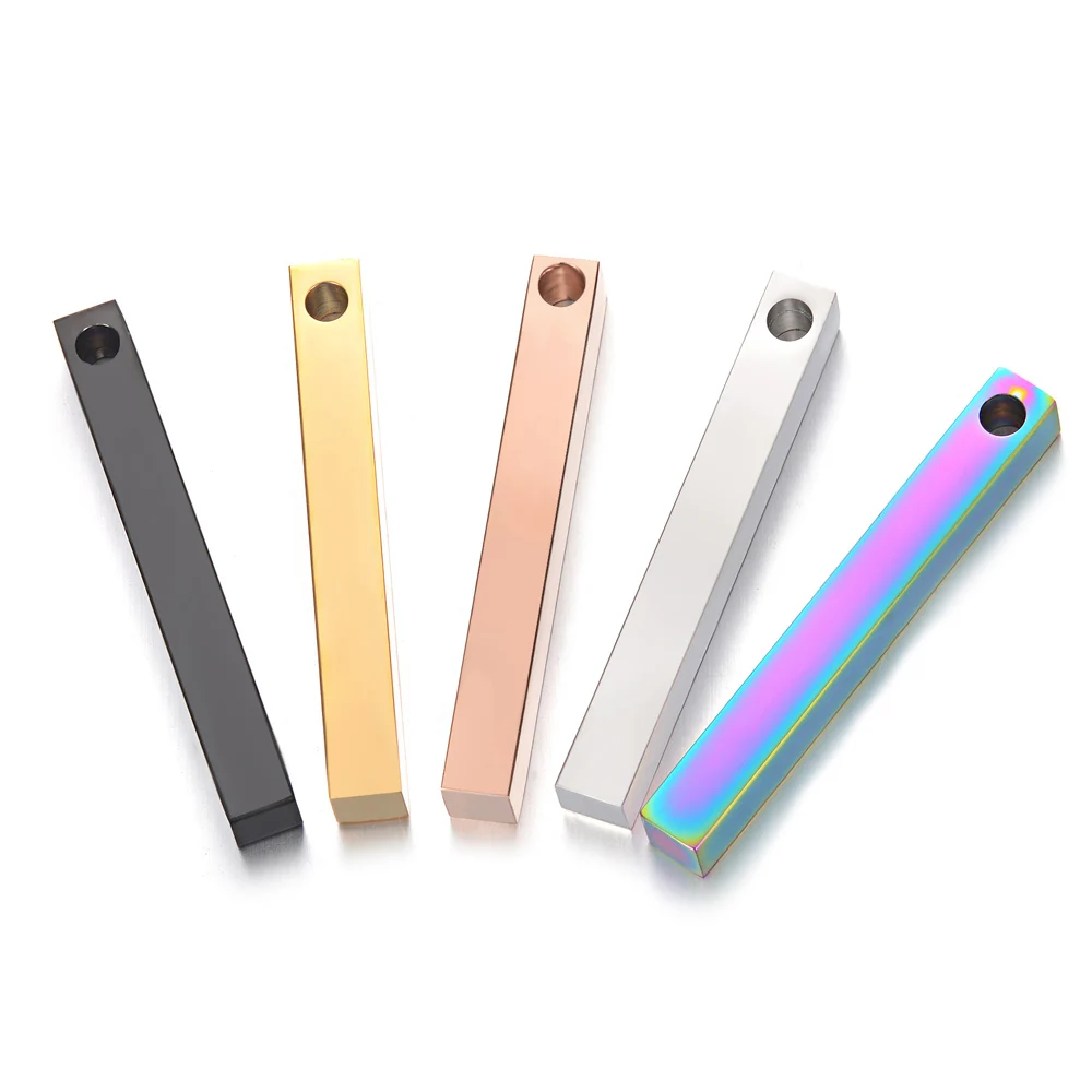 5 шт./лот 5*40 мм зеркальная полировка пустая планка ожерелье кулон розовое золото