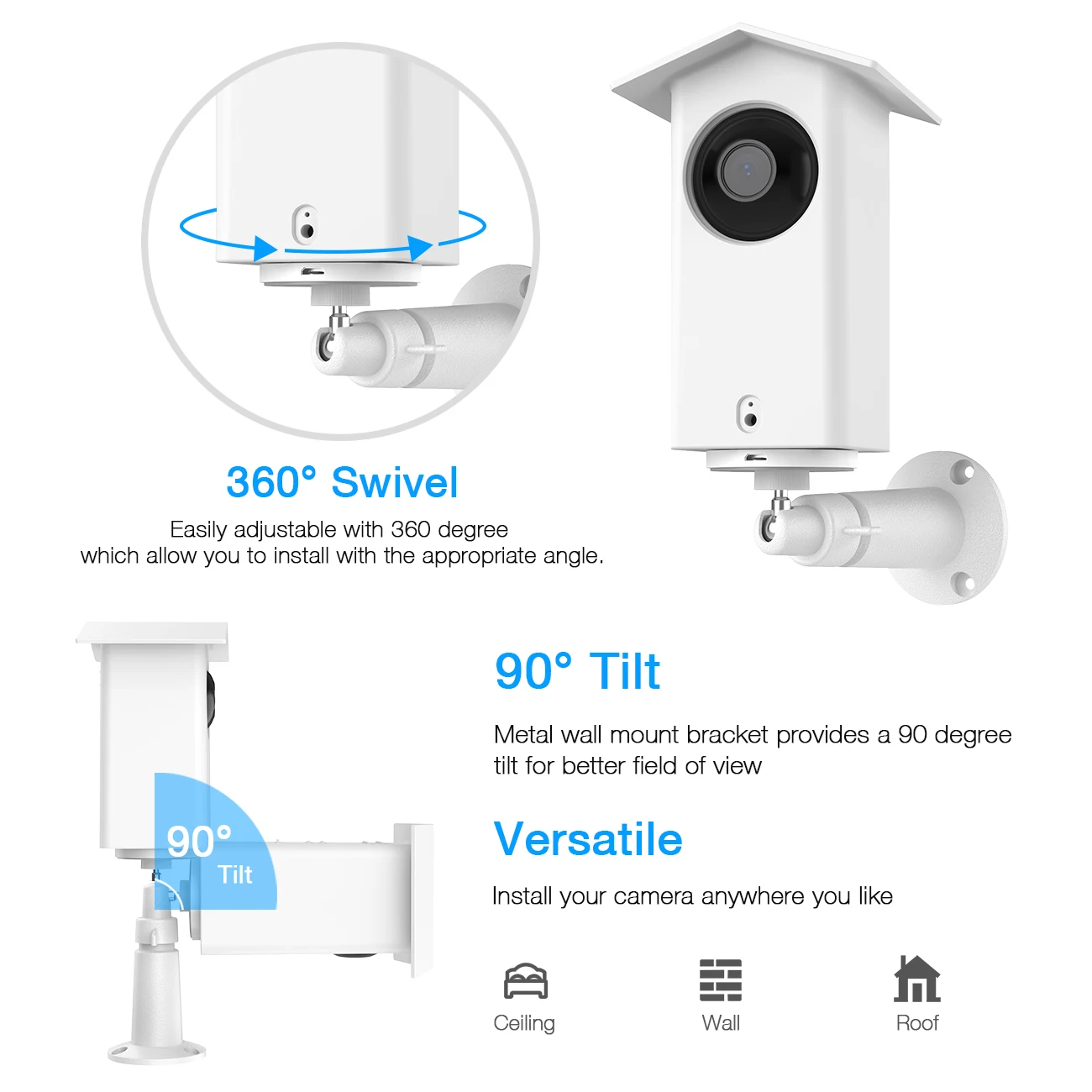 360° Adjustable Wall Mount Bracket for Wyze Cam Pan V2 with Silicon WeatherProof Protective Skin Cover