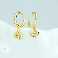 crown earrings gold plated ladies earrings ladies single crown earrings korean high end jewelry cubic zirconia