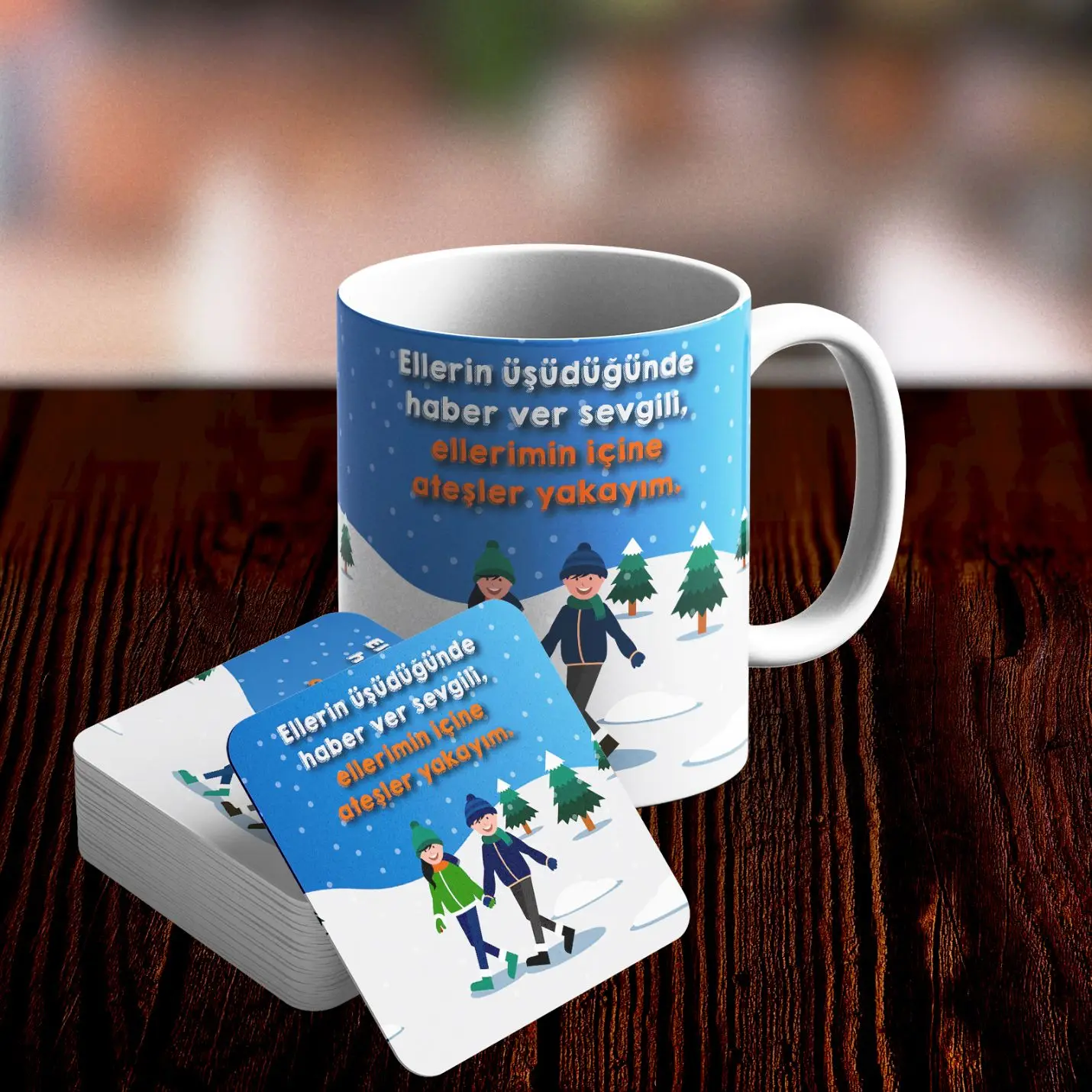 

Romantic Design Mug and Underlay Set-No3