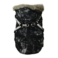 pet hoodies classic camouflage harness warm fur collar dog jacket waterproof windproof dogs coat with 2 pockets parkas