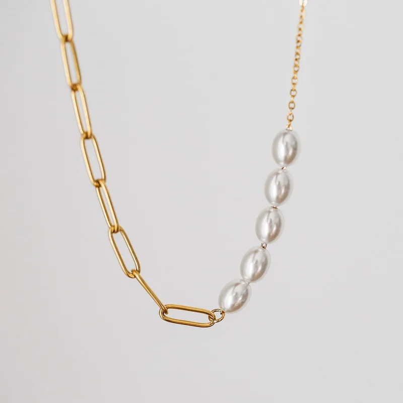 Женское Ожерелье с жемчужинами французское ожерелье из титановой стали
