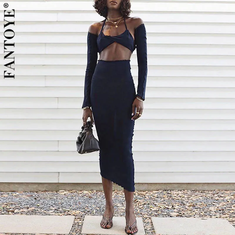 Женский плиссированный костюм FANTOYE из трех предметов с длинным рукавом