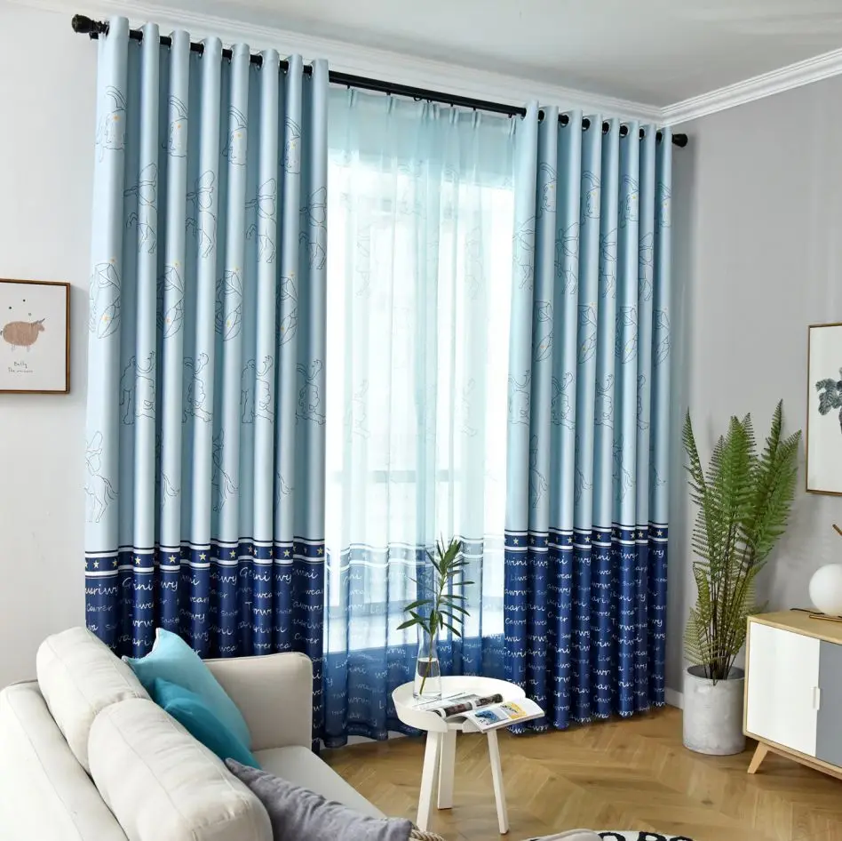 Northern Europe's Twelve-Star Simple and Modern Full-light Curtains for Living Dining Room Bedroom. | Дом и сад