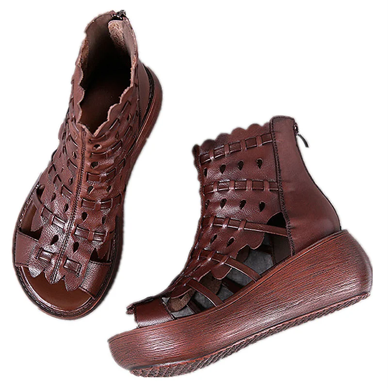 

2021 Summer New Wedge Heel Platform Sandals Female Hollow Trifle Sole Roman Shoes Fashion Fish Mouth Free Shipping