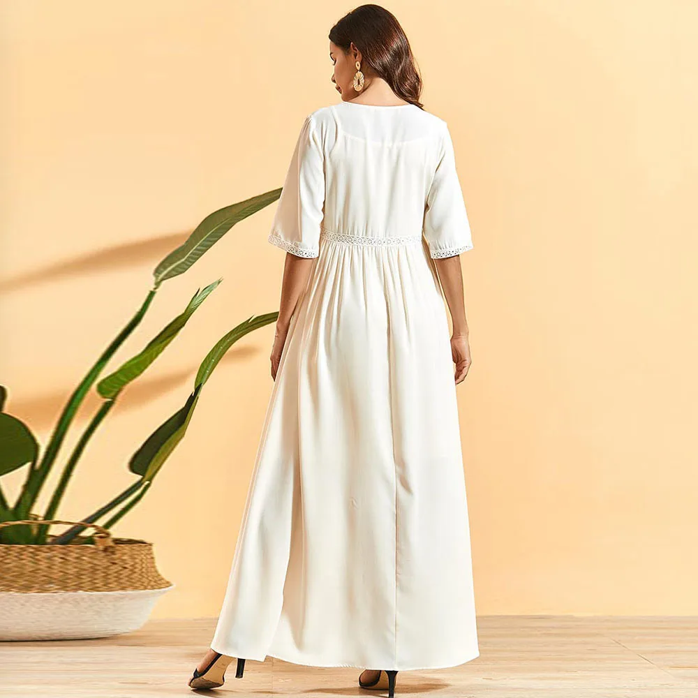 Siskakia/длинное платье в стиле пэчворк с кружевной отделкой богемное вышивкой