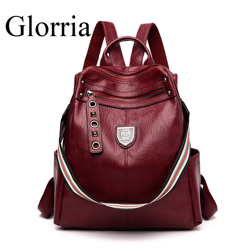 2020 Модные женские кожаные рюкзаки винтажная женская сумка на плечо Женский