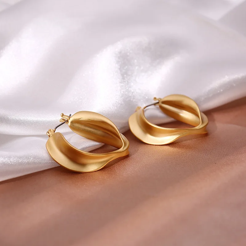 Модные золотые матовые 925 Серебряные иглы женские серьги текстуры нерегулярные