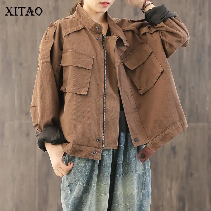 XITAO винтажная Женская куртка модная с карманами богиня веер Новинка 2020 весна лето