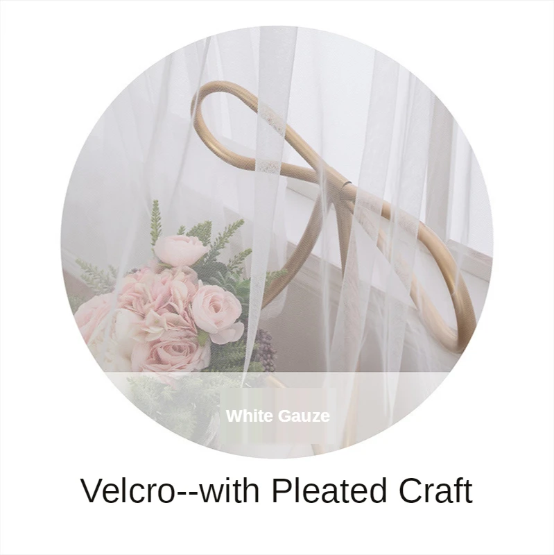 

Self-Adhesive Velcro Perforated Curtain Living Room Bay Window Balcony Bedroom Tulle Window Screen Curtain White Gauze