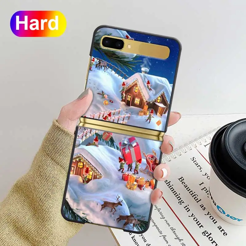 

Christmas Snowman Hard Case for Samsung Galaxy Z Flip 5G ZFlip 6.7 " Coque Shockproof Black Phone Protective Cover