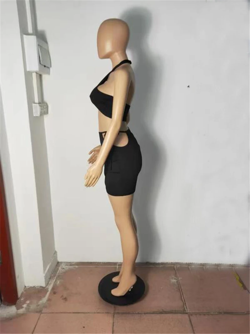 Женский сексуальный укороченный топ Adogirl с лямкой на шее облегающая мини-юбка