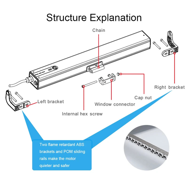 2/4 Проводной Электрический Открыватель окна с цепью 400 мм автоматический пульт
