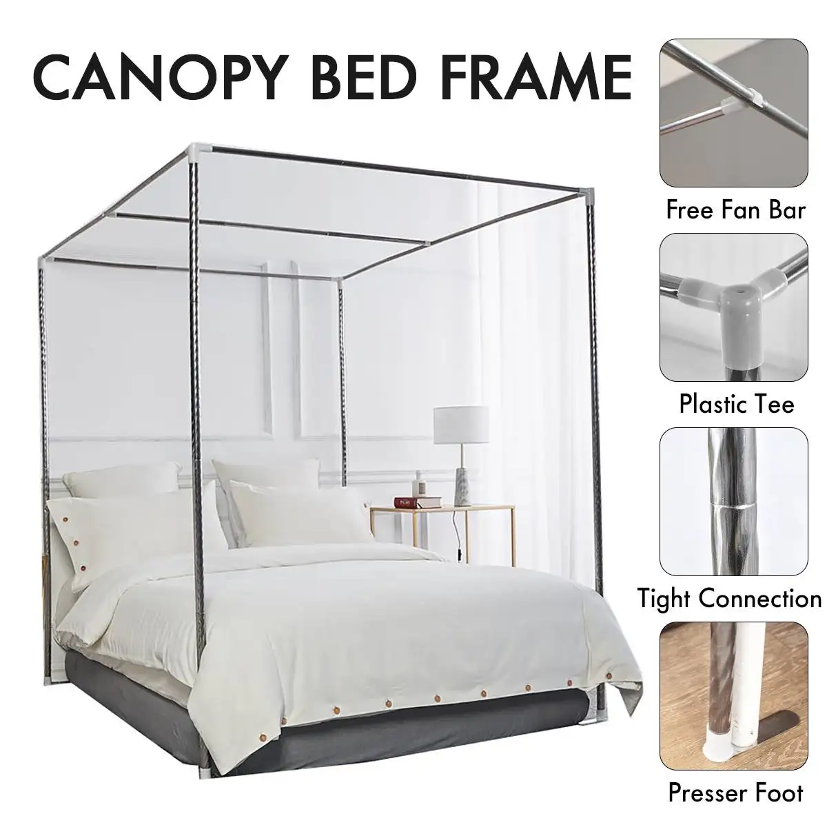 4 Corner Post Bed Canopy Mosquito Netting Bracket No Mosquito Net