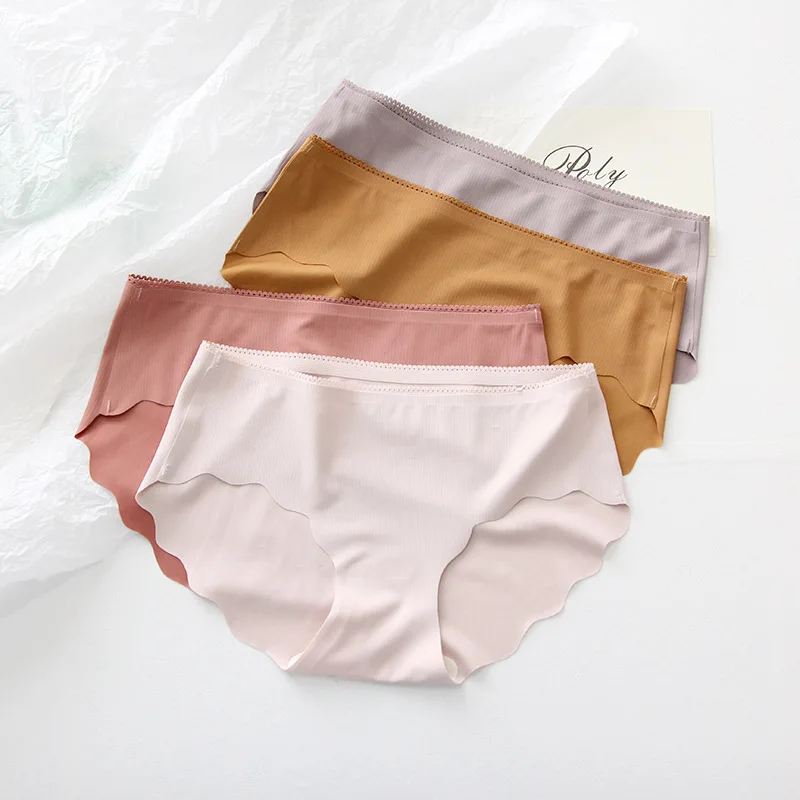 Simple ice silk traceless Panties women summer thin Seamless briefs sexy fashion mid-rise N551E | Женская одежда