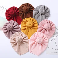 16pclot solid round knot baby hat baby girl boys hats toddler waffle bow turban headbands bonnet infant caps newborn winter hat