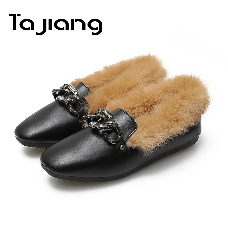 Модные новые теплые женские туфли из кроличьего меха Ta Jiang очень мягкая зимняя