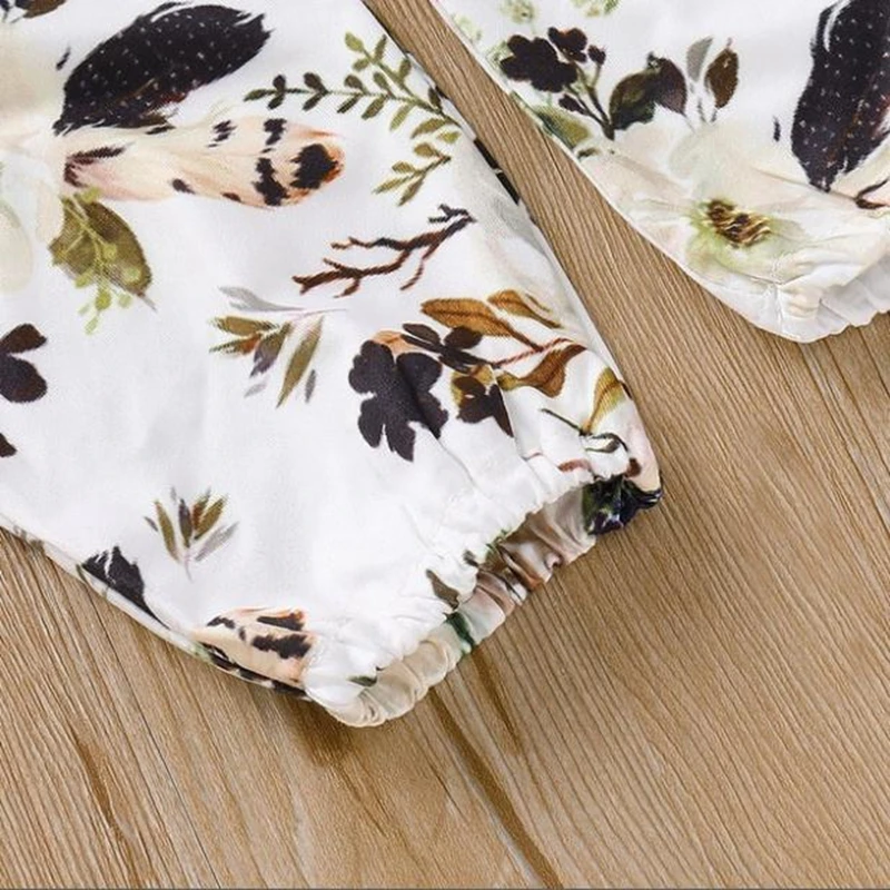 

Girls' flounce leggings and bow floral pants with headband