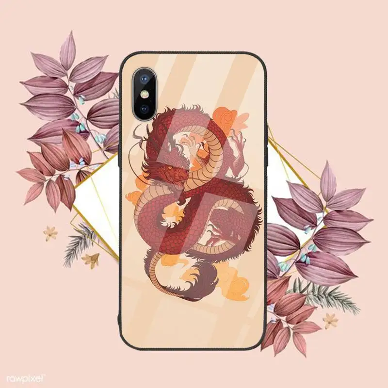 

Fashion Dragon Phone Case Tempered glass For iphone 6 6S 7 8 plus X XS XR 11 12 mini PRO MAX