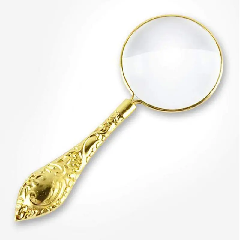 

European Delicate Pattern Handle Retro Glass Lens High-Grade Embossed Handle Reading Magnifying Glass