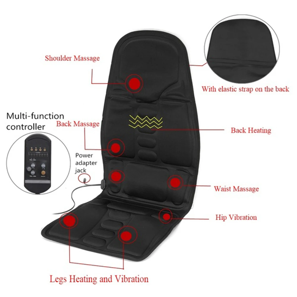 car electric massage chair pad heating vibrating back massager chair cushion home office lumbar pain relief with remote controls free global shipping