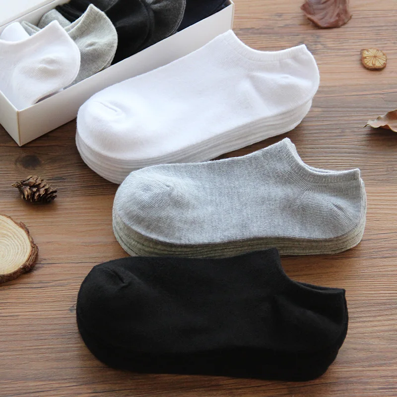 10 Pairs Solid Color Women Socks Breathable Sports socks Casual Boat socks Comfortable Cotton Ankle Socks Size 36-44 white black