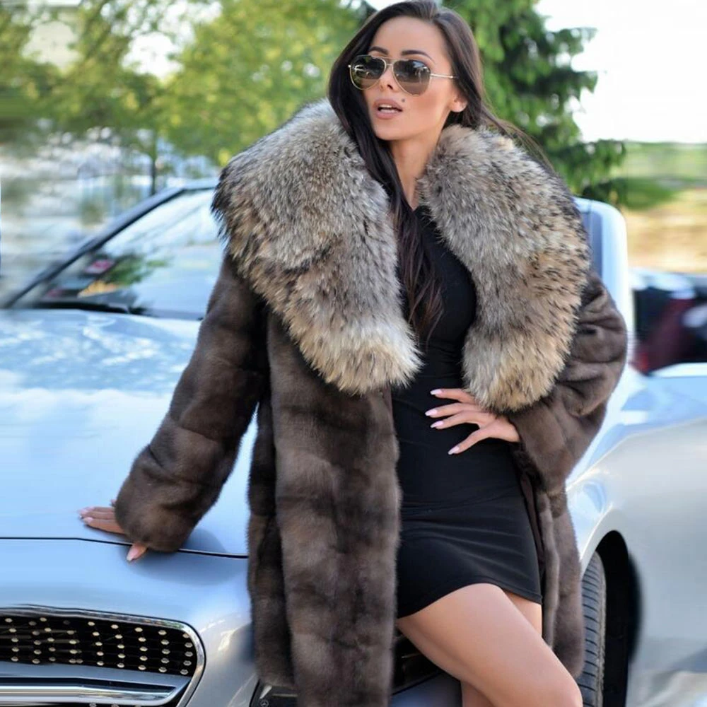 TOPFUR Winter Real Fur Coat Women Lapel Collar Natural Mink Fur Coat Women Medium Thick Full Sleeves Coats Fur Customized