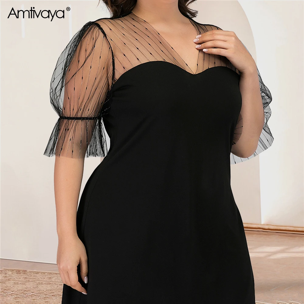 Женское кружевное платье с V-образным вырезом до колена | Женская одежда