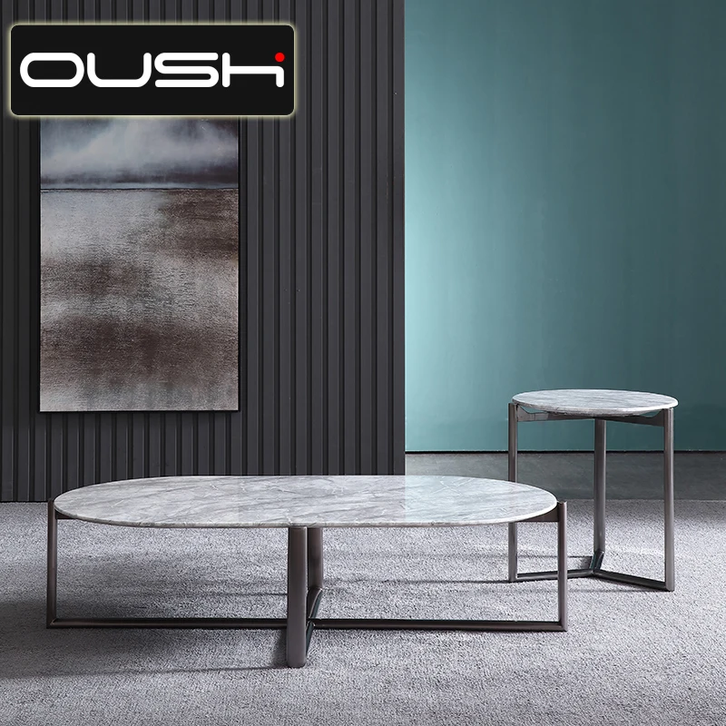 

Nordic marble tea table simple modern living room small family stainless steel combination tea table small side table