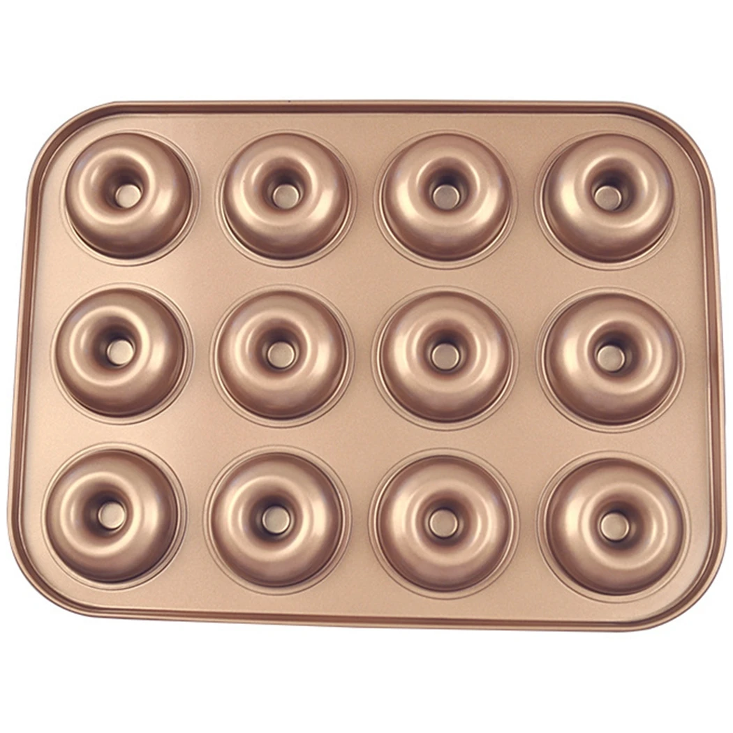 

12 Holes Donut Pan Carbon Steel Doughnut Baking Tray Non-Stick Cake Mold Bread Bakeware Pastry Making Tool Kitchen Bagel Mold