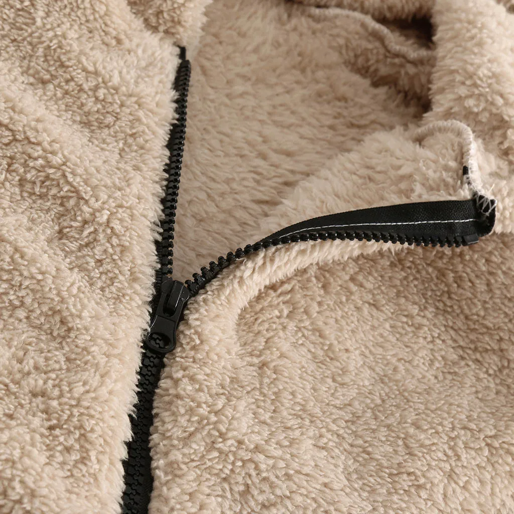 Мужская плюшевая куртка Feitong Повседневная Свободная Двухсторонняя на молнии