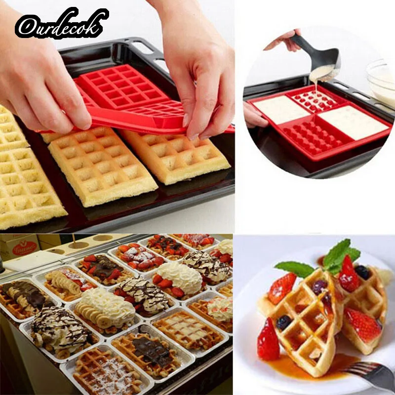 1pcs Heart And Square 4-Cavity Waffles Cake Mold Chocolate Pan Silicone Molds Baking Cooking Tools Kitchen Accessories Supplies | Дом и сад