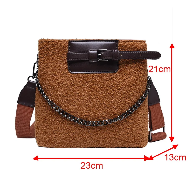 Mododiino шерстяная сумка-ведро женская мини сумка через плечо с цепочкой для зимы