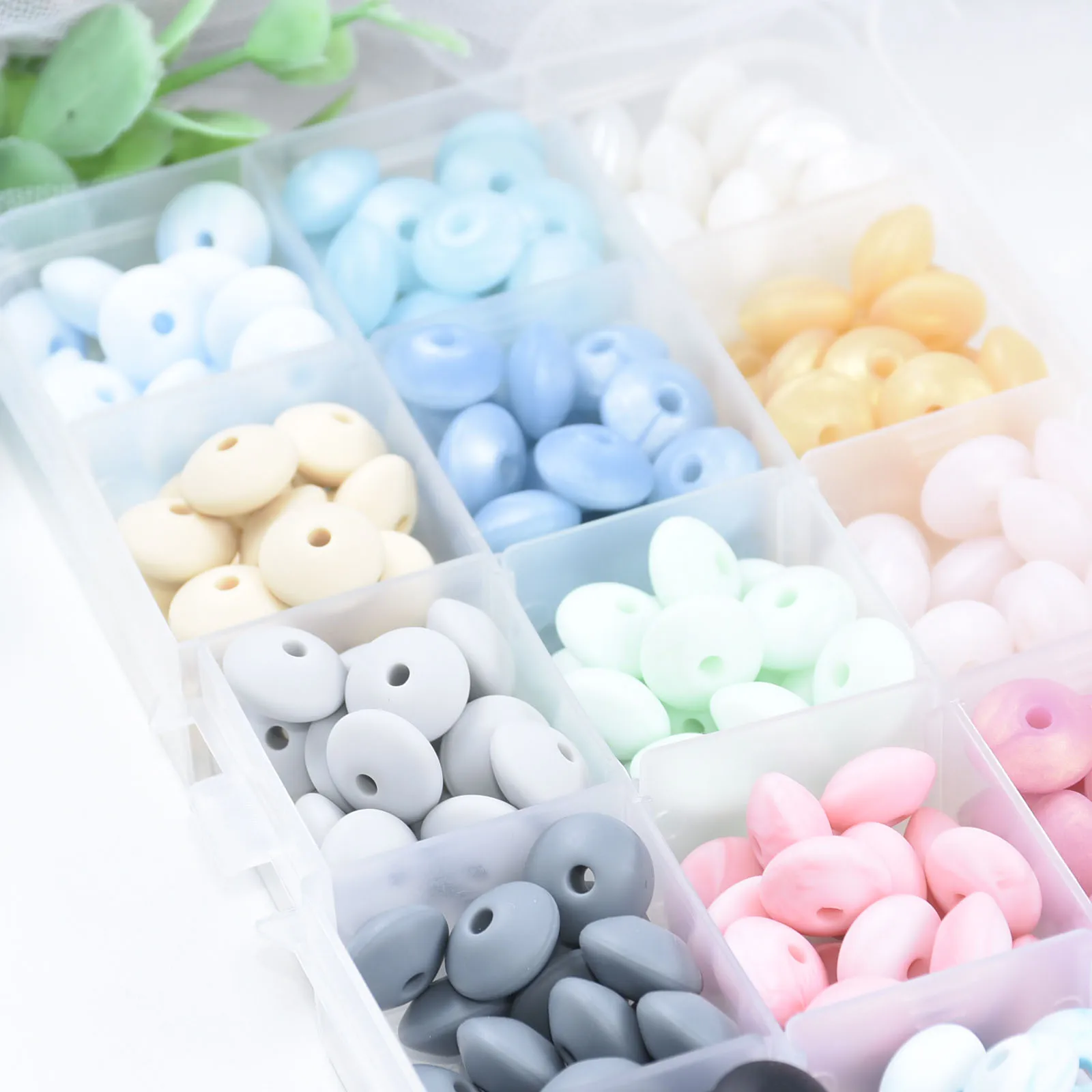 Cuentas de lentejas de silicona para beb&eacute;, 30 Uds., 12 MM, cuentas de dentici&oacute;n para beb&eacute;, libre de BPA, bricolaje, juguetes, joyer&iacute;a de silicona, fabricaci&oacute;n de collares y pulseras-4