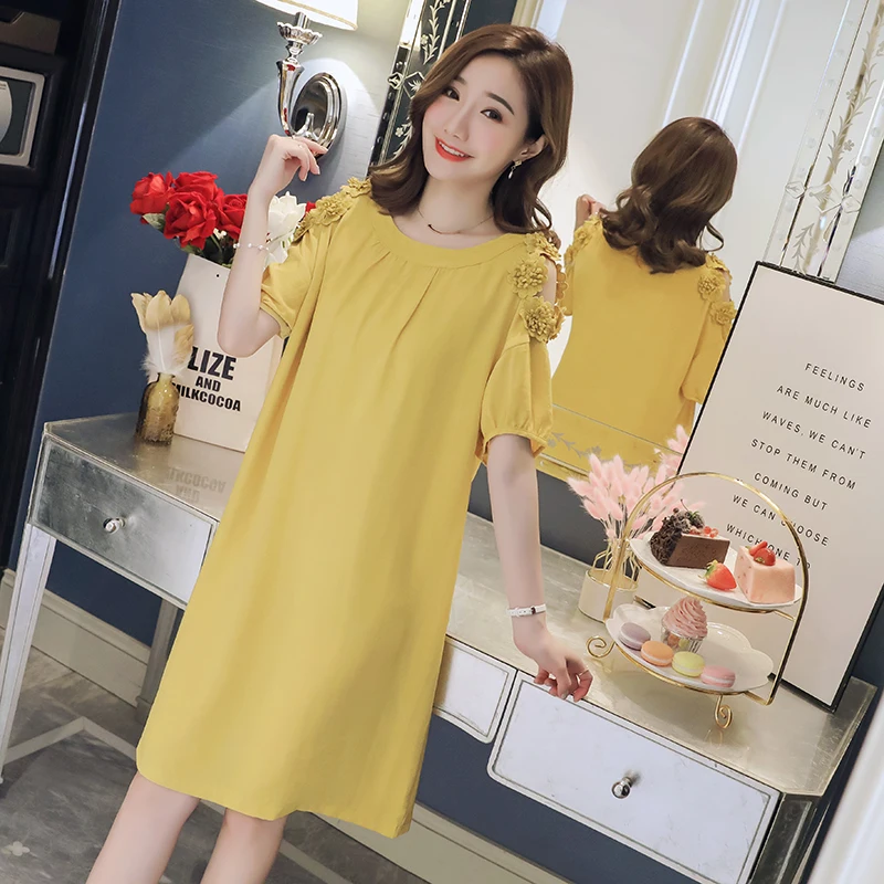 

Maternity Dress Leakage of Shoulder Dresses for Pregnant Women Maternity Gowns Summer Pregnant Dress Pregnancy Korean Style