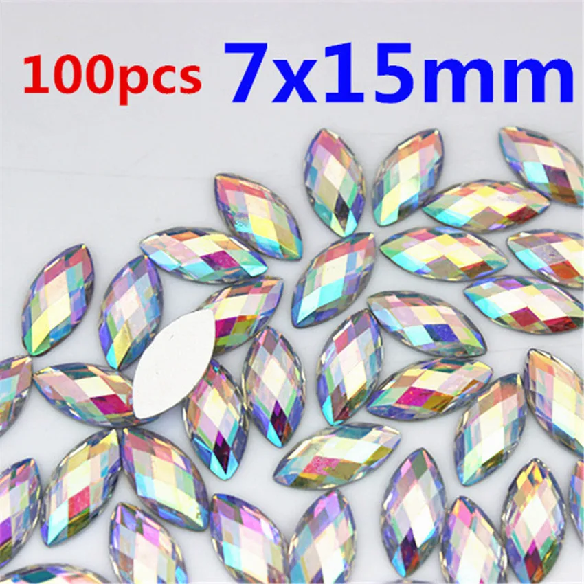 100-50 шт./пакет смешанные кристаллы AB Стразы Обрезанные камни конский глаз