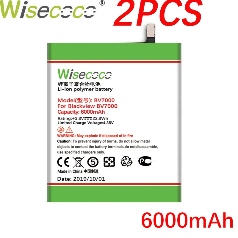 Wisecoco BV7000 2 шт. 6000 мАч мощный аккумулятор для Blackview BV7000 BV 7000 Pro V575868P Замена батареи+ номер отслеживания