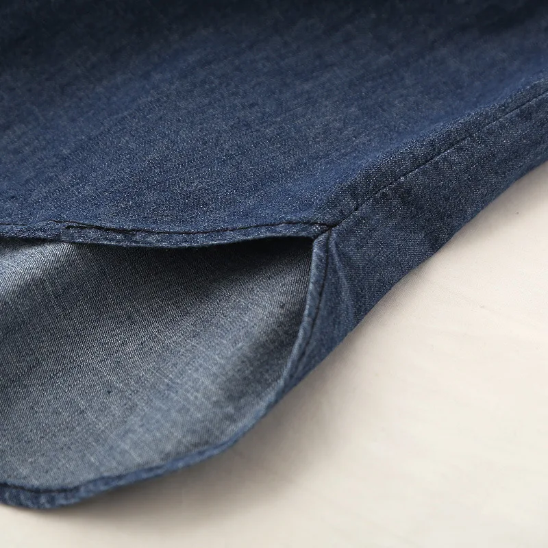 Джинсовая рубашка женская с длинным рукавом однотонная блузка из денима на