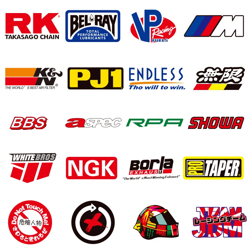 1050100pcs cool jdm racing car logo stickers aesthetic laptop car motorcycle waterproof graffiti decal sticker packs kid toy free global shipping