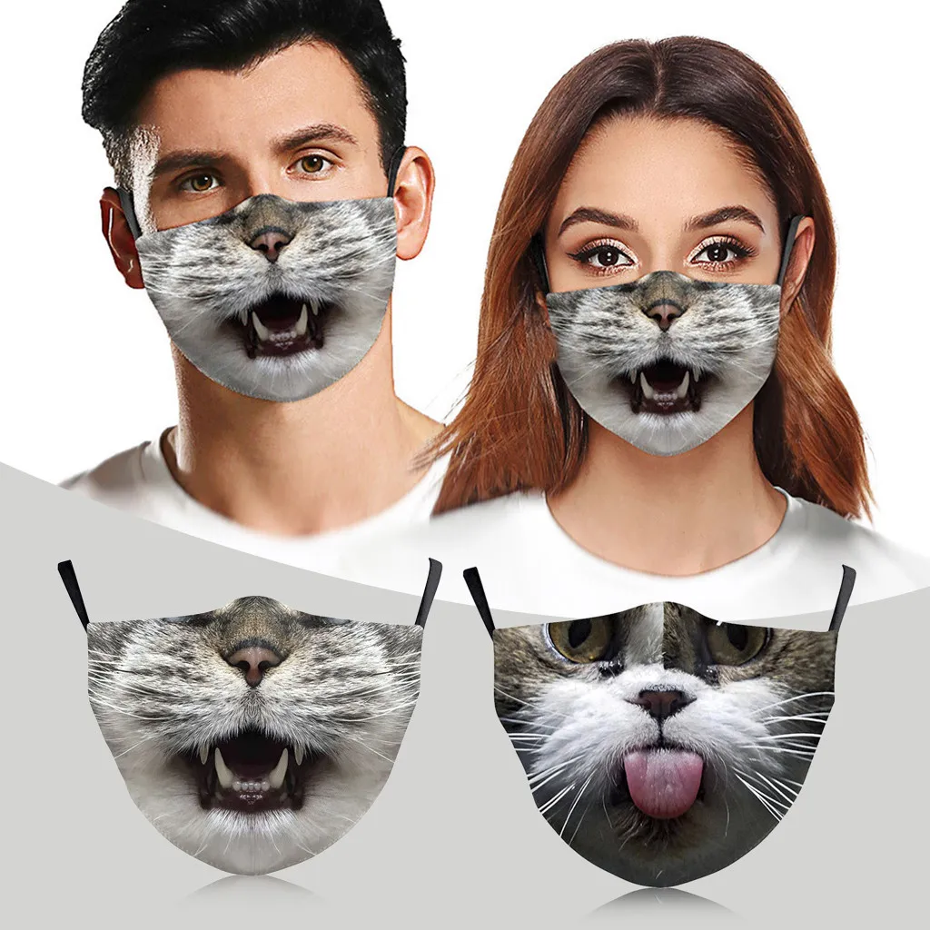 

1pc mouth Mask Reusable dust mask wind bacteria proof PM2.5 pollution Mask washable cute cat face printing Protective face mask